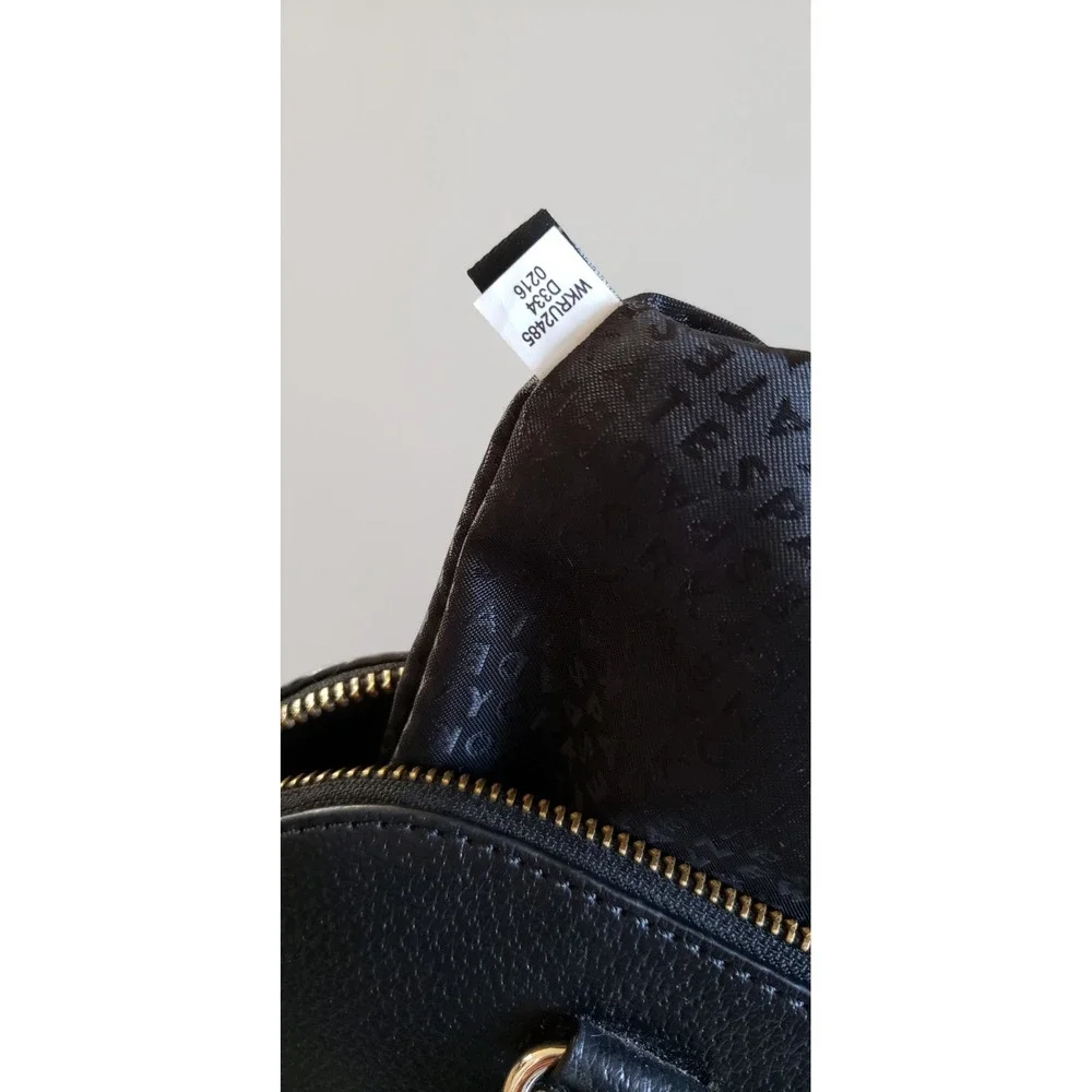 Kate Spade Satchel Bag Womens Medium Black Leather Glitter Trim Dome Handbag‎